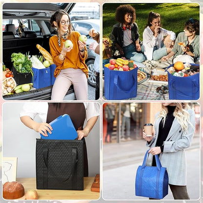 20 Pcs Insulated Shopping Bags for Groceries with Zipper & Handles, Large Foldable Cooler Bags for Hot & Cold Food