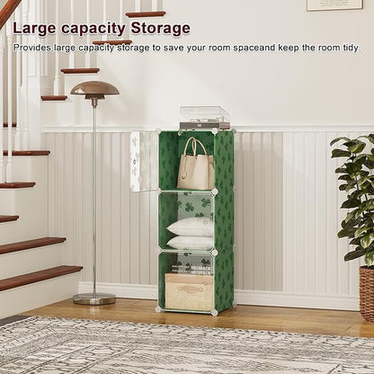 C&AHOME Cube Storage Organizer with Doors, 3-Cube Shelves, DIY Plastic Modular Bookshelf, Closet Clothes Storage Shelving Ide