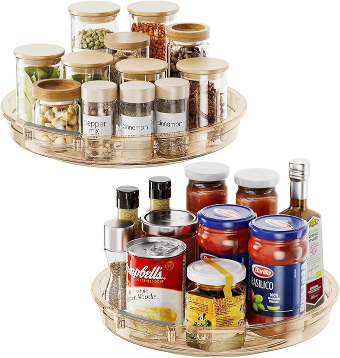 LAMU 2 Pack Lazy Susan Organizer 9.25 inch Lazy Susan Turntable for Cabinet, Rotating Spice Organization for Cabinet, Kitchen
