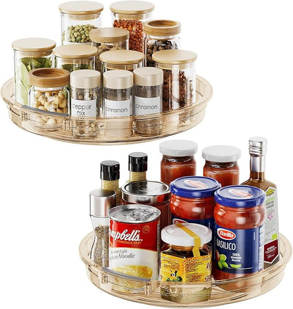 LAMU 2 Pack Lazy Susan Organizer 9.25 inch Lazy Susan Turntable for Cabinet, Rotating Spice Organization for Cabinet, Kitchen