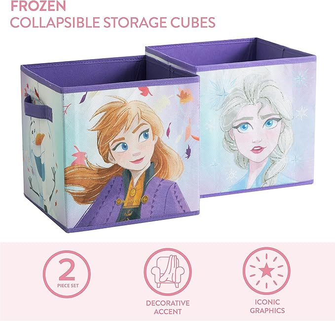 Polycanvas Disney Frozen 2 Collapsible Storage Cubes, Set of 2, 10"x10"