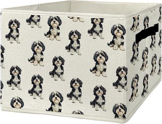 Havanese Gifts Storage Bins & Boxes with Handles, Dog Foldable Basket for Organizing Dog Lovers Owners Women, Havanese Christ