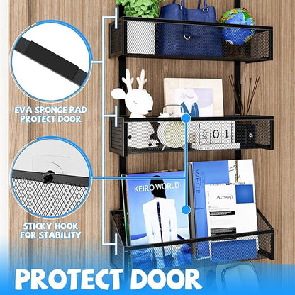 Kaiferty Over The Door Hooks Organizer, Coat Rack Over The Door Storage Hanger Towel Rack, Back of Door Storage Organizer for