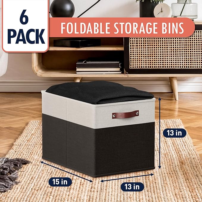 Ornavo Home 13 x 15 x 13 Kallax Storage Cube Bins, Foldable Collapsible Fabric Storage Bins Box Linen Shelf Basket Cube Organ