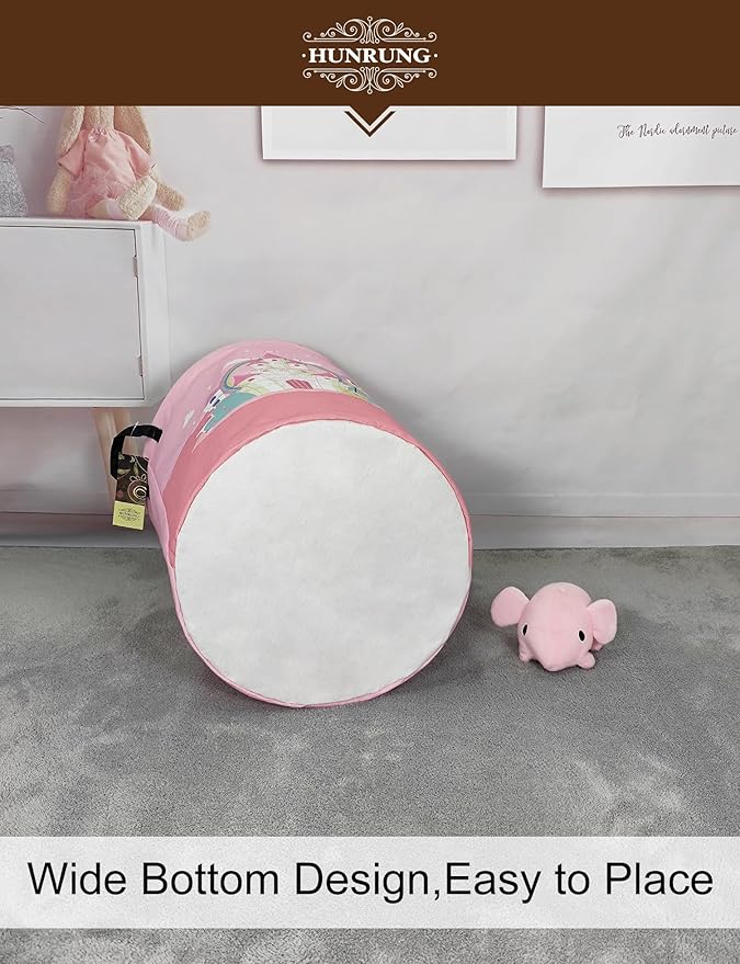 HUNRUNG Laundry Hamper,Large Canvas Fabric Lightweight Storage Basket Toy Organizer Dirty Clothes Collapsible Waterproof for 