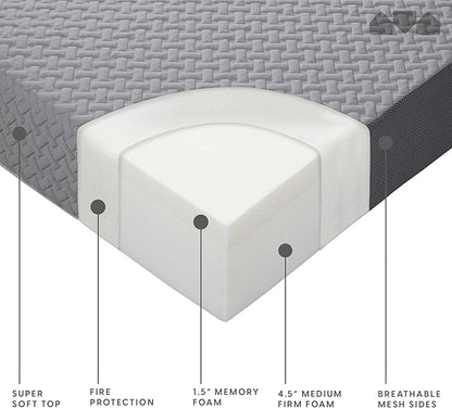 Milliard Trifold Mattress, Single Size, 6 inch, Portable Foldable Mattress with Memory Foam & Washable Cover, Tri-Folding Flo