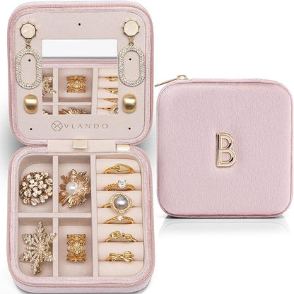 Vlando Preppy Stuff for Teen Girls, Girls Jewelry Box, Teen Girl Chid Gifts Trendy Stuff, Monogrammed Gifts Travel Jewelry Ca
