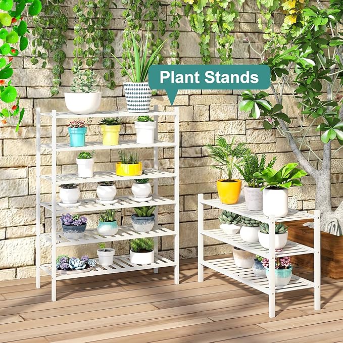 viewcare White Shoe Rack, 3-Tier Bamboo Wood Shoe Rack for Closet, Entryway & Hallway, and Stackable Shoe Shelf Storage Organ
