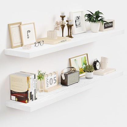 Vivelove White Floating Shelves 40 Inches Long, Wall Display Shelves with Invisible Brackets, for Bathroom Living Room Kitche