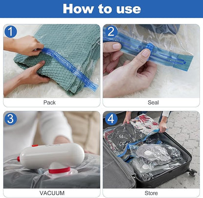 VMstr Vacuum Seal Bags for Clothing Travel, Vacuum Storage Bags with USB Electric Pump, Compression Space Saver for Luggage S
