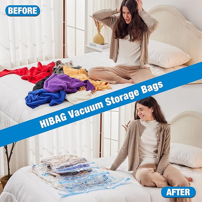 HIBAG Vacuum Storage Bags, 30-Pack Space Saver Vacuum Storage Bags, Vacuum Seal Bags for Clothing, Clothes, Comforters and Bl