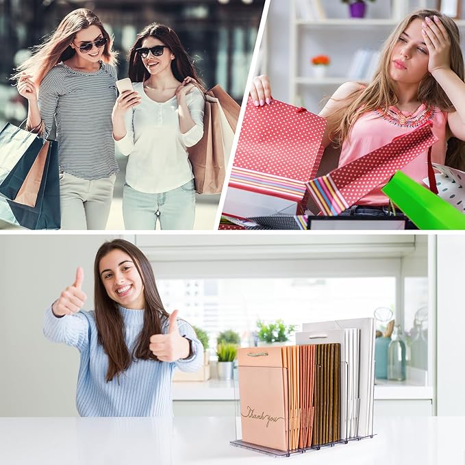 GoMaihe Bag & Purse Organizer for Closet: Adjustable Clear Handbag Storage Shelf - Plastic Clutch Dividers | Minimal | Keep P