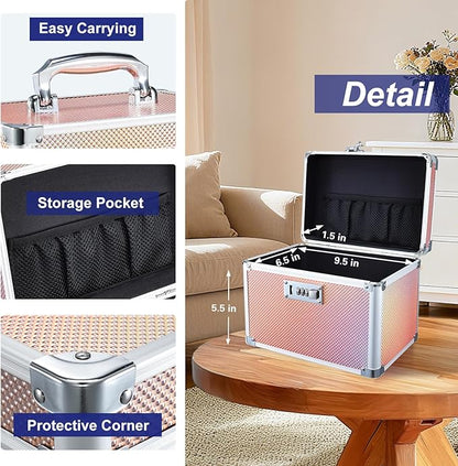 Adazzo Lockable Storage Box, Cabinet Safe Case Organizer with Combination Lock for Medications and Small Valuables, 10 x 7 x 