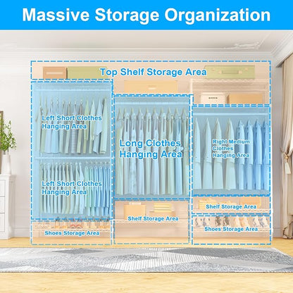 Ulif E13C Pro Heavy Duty Closet Organizer System，Freestanding Clothing Racks for Hanging Clothes，Adjustable Garment Rack 75" 