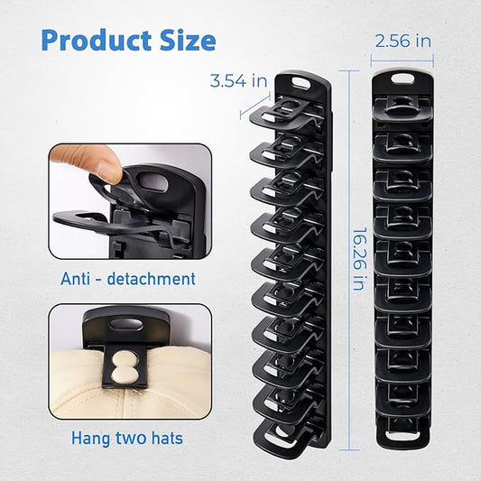 MACOPRO Hat Organizer for Baseball Caps for wall,2 Pack Cap Racks, Rack Hanger Storage Display Holder Hooks Stand for Closet 