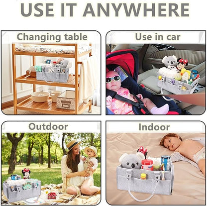 XUANGUO Baby Diaper Caddy Organizer with Handle - Gender Neutral Nursery Storage Bin Basket - Portable Tote Bag - Car Organiz