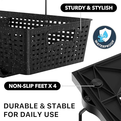 Simple Houseware 2 Tier Bathroom Organizer Tray Pull-Out Sliding Drawer, Under Sink Storage, Black