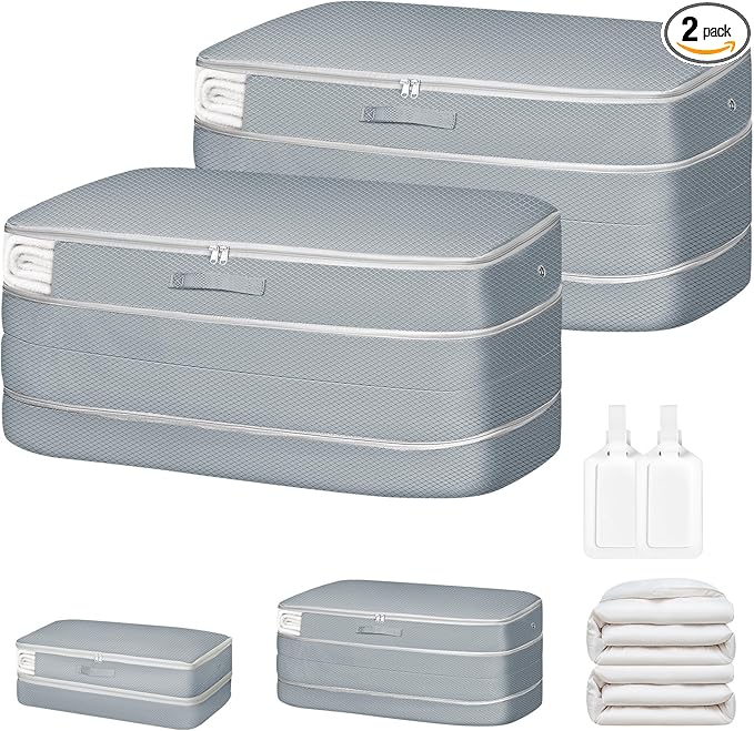 Comforter Storage Bag - Large Capacity Bedding Storage Bags Ultra Space Saving Self Compression Organizer, Washable Compressi