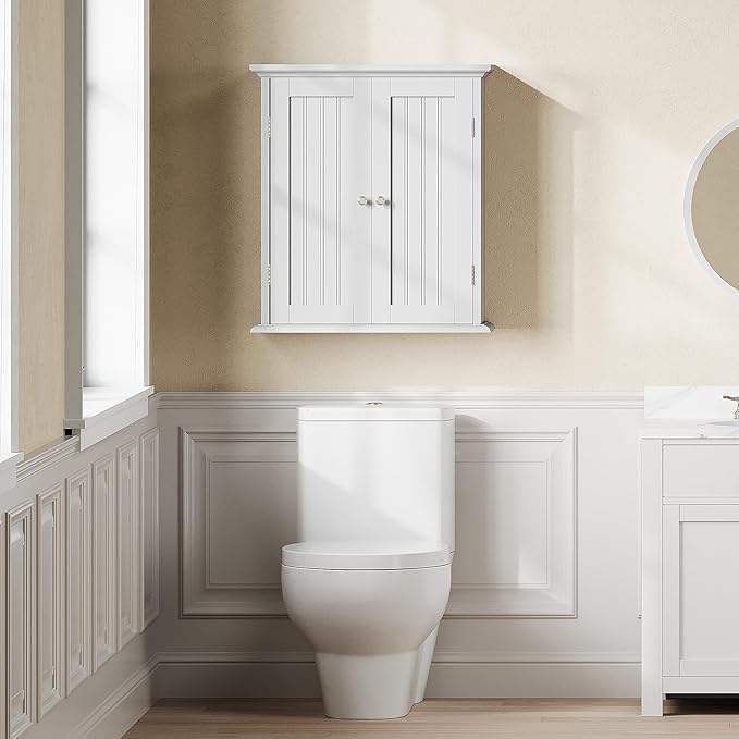 ChooChoo Bathroom Wall Cabinet Set of 2, Over The Toilet Space Saver Storage Cabinet, Medicine Cabinet with 2 Door and Adjust