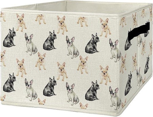 French Bulldog Dog Storage Bins & Boxes with Handles, Frenchie Dog Foldable Basket for Organizing, French Bulldog Gifts Colla