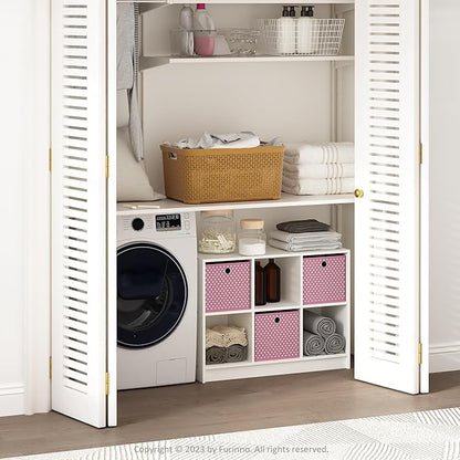 Furinno Cubic Closet Organizers and Storage, 6-Cube Closet Organizer with Bins, Open Shelf Storage, for Wardrobe, Bedroom, Li