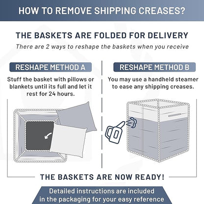 NaturalCozy Storage Cubes 11 Inch Cotton Rope Woven Baskets for Organizing, 3-Pack | Cube Storage Bin | Square Storage Basket