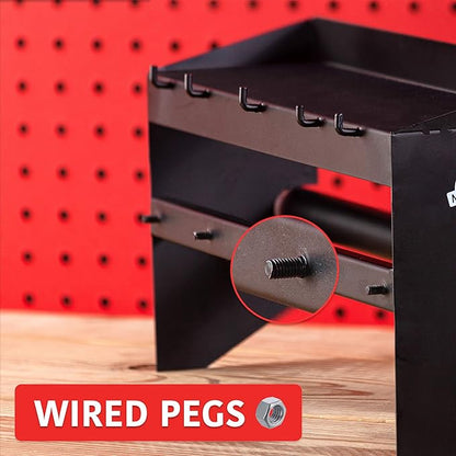 Pegboard Paper Towel Holder with Shelf, Peg Board Accessory Kit with Heavy Duty Peg Hooks, Black Pegboard Accessories Tool Ho