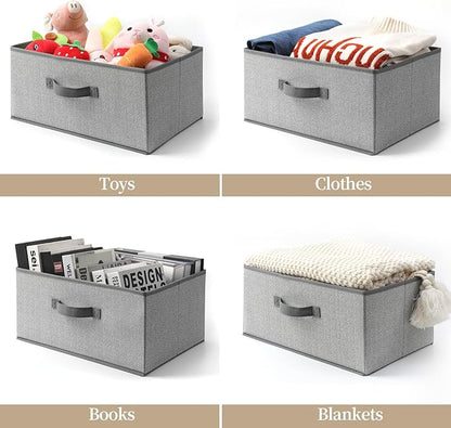 Storage Baskets, 15.7 Inch Woven Fabric Bins, Storage Cubes with Reinforced Handles, Organizer Bins for Closet Shelves, Folda