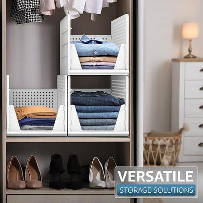 Sorbus Stackable Shelf Organizer Baskets – Plastic Closet Organizer for Clothes, Pantry, Bathroom, Kitchen & Garage – Open Fr