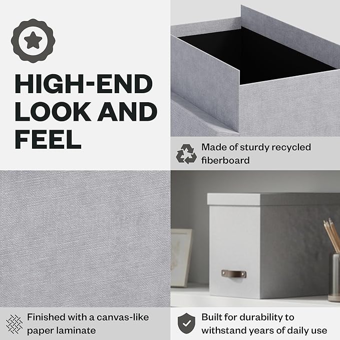 Bigso John Desktop File Box - Storage Solution and Document Organizer for Important Paperwork - Durable Hanging File Box with