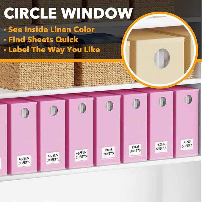 SpaceAid 8 Pack Bed Sheet Organizers and Storage, Foldable Organizer for Linen Closet, Set Folder Keeper with Window XL (Quee