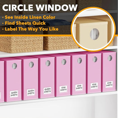 SpaceAid 8 Pack Bed Sheet Organizers and Storage, Foldable Organizer for Linen Closet, Set Folder Keeper with Window XL (Quee