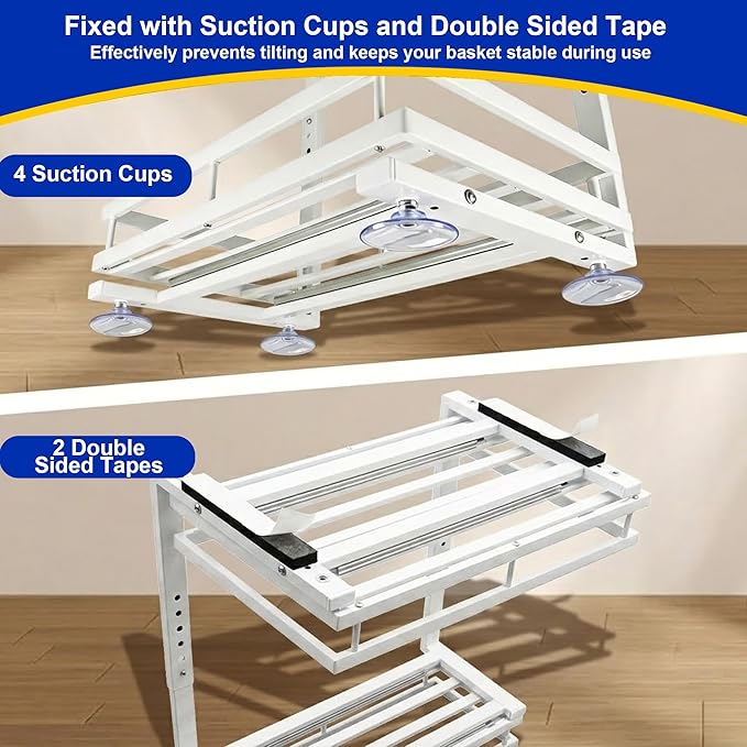 Under Sink Organizer, Dual-Rail Ball-Bearing, Under Kitchen Sink Organizer, 6-Level Adjustable, Under Cabinet Organizer, No-D