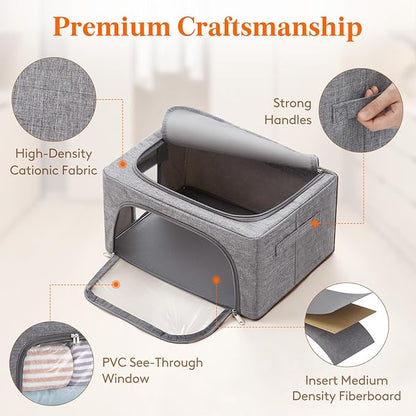 Lifewit Clothes Storage Bins with Metal Frame, Stackable Storage Box, Foldable Clothing Storage Bins with Lids, 25L Storage B
