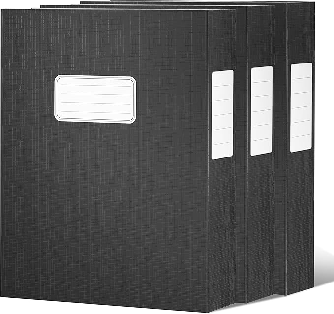 JiaWei A4 Storage File Boxes, Black Archives Cases with Lid, 9.4×1.5×12.5 Inches Document Storage Filing Box for Office