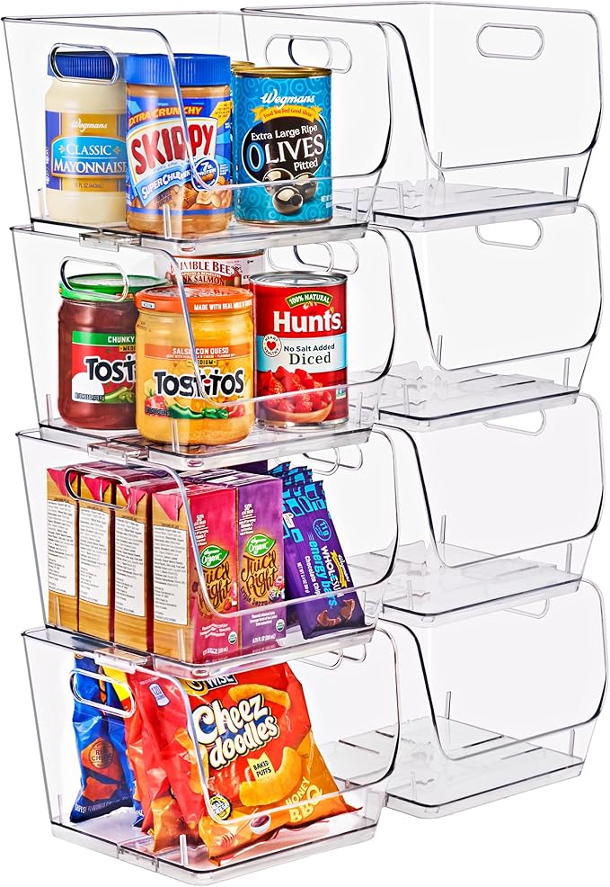 Sorbus Stackable Storage Bins Open Front, Clear Stackable Storage Bins, Pantry Bins for Storage and Organization, Acrylic Sta
