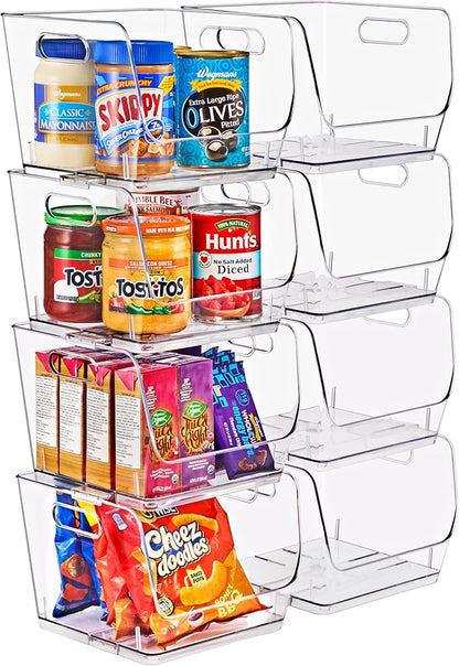 Sorbus Stackable Storage Bins Open Front, Clear Stackable Storage Bins, Pantry Bins for Storage and Organization, Acrylic Sta