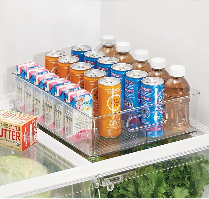 iDesign Divided Pantry Bin with Handles for Pantry, Refrigerator, or Freezer - Set of 3 - Clear