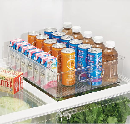 iDesign Divided Pantry Bin with Handles for Pantry, Refrigerator, or Freezer - Set of 3 - Clear