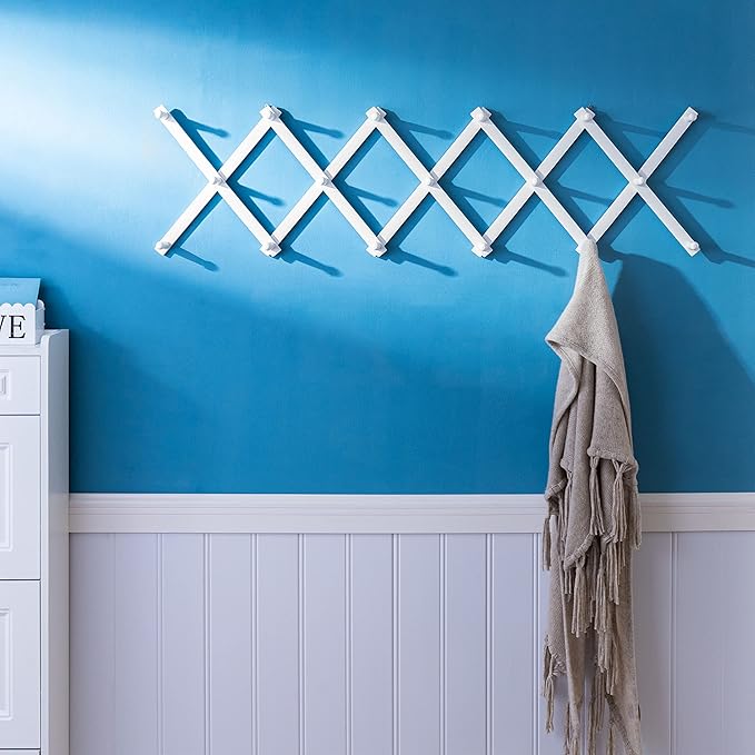 SKOLOO Hat Rack for Wall with 17 Hooks, Solid Wooden, Modern, Expandable Coat Rack Wall Mount for Coats, Hats, Bags, Baseball