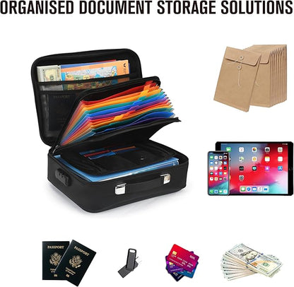 MAXSafes Fireproof Document Box, Hard-Shell Design Waterproof Fireproof Document Box with Lock File Boxes for Documents Impor