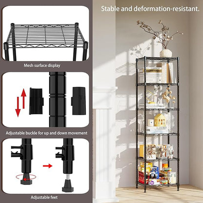 REGILLER 6 Wire Shelving Steel Storage Rack Adjustable Unit Shelves for Laundry Bathroom Kitchen Pantry Closet (16.7L x 11.9W