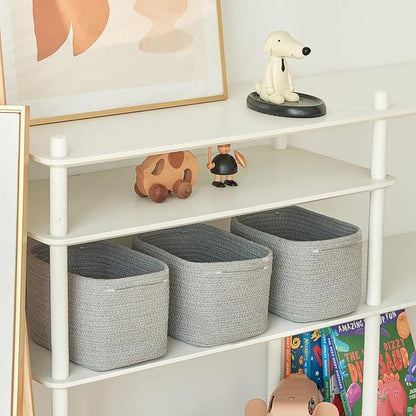 R RUNKA Small Cotton Rope Basket – Storage Bin for Organizing (10.6" x 6.7" x 6.7"), Bathroom Storage Basket for Shelf, Count