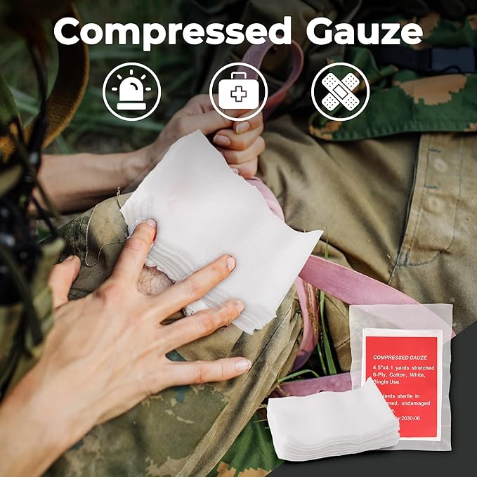 41 PCS IFAK Trauma Kit with Tourniquet, 4-Inch Israeli Bandage, Splint, Tactical First Aid Kit for Car, Camping, Hiking and T