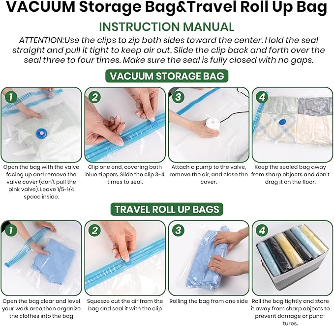 Vacuum Storage Bags,10Pack Vacuum Seal Bags for Clothing,Bedding,Clothes,Comforters,Blankets,Pillows-5 Jumbo+5Large Space Bag