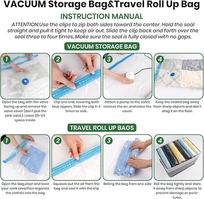 Vacuum Storage Bags,10Pack Vacuum Seal Bags for Clothing,Bedding,Clothes,Comforters,Blankets,Pillows-5 Jumbo+5Large Space Bag