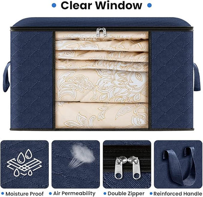 Fab totes Storage Bags,Clothes Blanket Storage Bins Foldable Closet Organizers with Reinforced Handle for Home Dorm Storage a