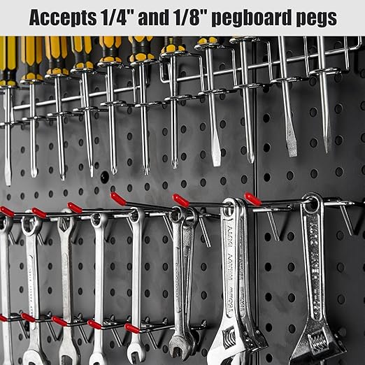 Pegboard Smith 16x16 inch Wall Tool Organizer Pegboard Panels, Black Metal Pegboard for Tool Storage, Workbench Tools Organiz