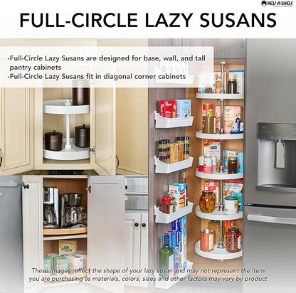 Rev-A-Shelf 20 Inch 3 Tier Full Circle Lazy Susan for H Corner Kitchen Cabinets, Large Plastic Home Storage Rotating Shelves,