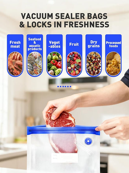 30 Pcs Reusable Vacuum Sealer Bags for Food, L-Size (10 x 13in) BPA-Free Vacuum Storage Bags with Sealing Clips & Leak-Proof 